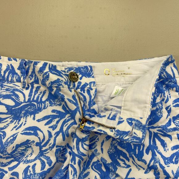Lilly Pulitzer Callahan Shorts Womens 0 Blue White Lobster Crab Nautical 30x5" - Picture 12 of 16